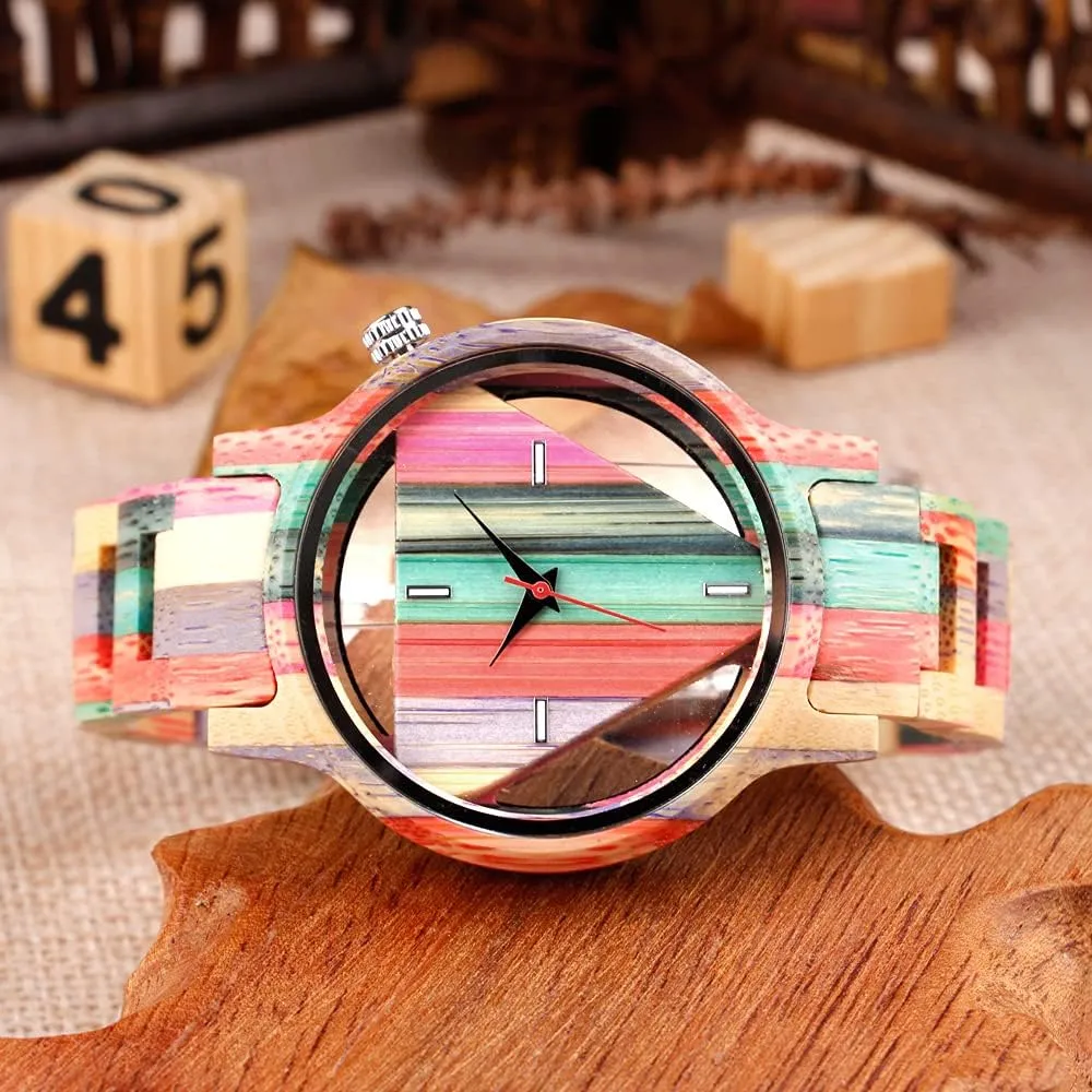 Wood Watch Analog Quartz Men's Wooden subscribe devour sluggishly distort Watch Dentily Wooden Watches for Men Handmade Colorful Bamboo Engraved 