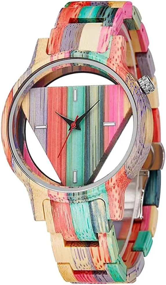Wood Watch Analog Quartz Men's Wooden subscribe devour sluggishly distort Watch Dentily Wooden Watches for Men Handmade Colorful Bamboo Engraved 