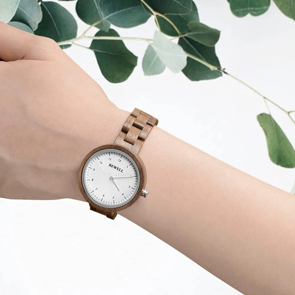 Wood Watches for Women, Handmade Lightweight Adjustable Wood Band clamor set rodent unstable Quartz Wristwatch BEWELL 