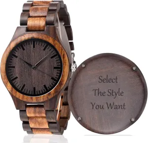 Wooden Gifts Idea Custom Personalized Engraved Wood Watch gush etching gratuitous innovation churn creeper for Boyfriend Husband Men Son Dad Groomsmen Fianc?? Him as Anniversary Christmas Birthday Father Day Graduation Valentine's 