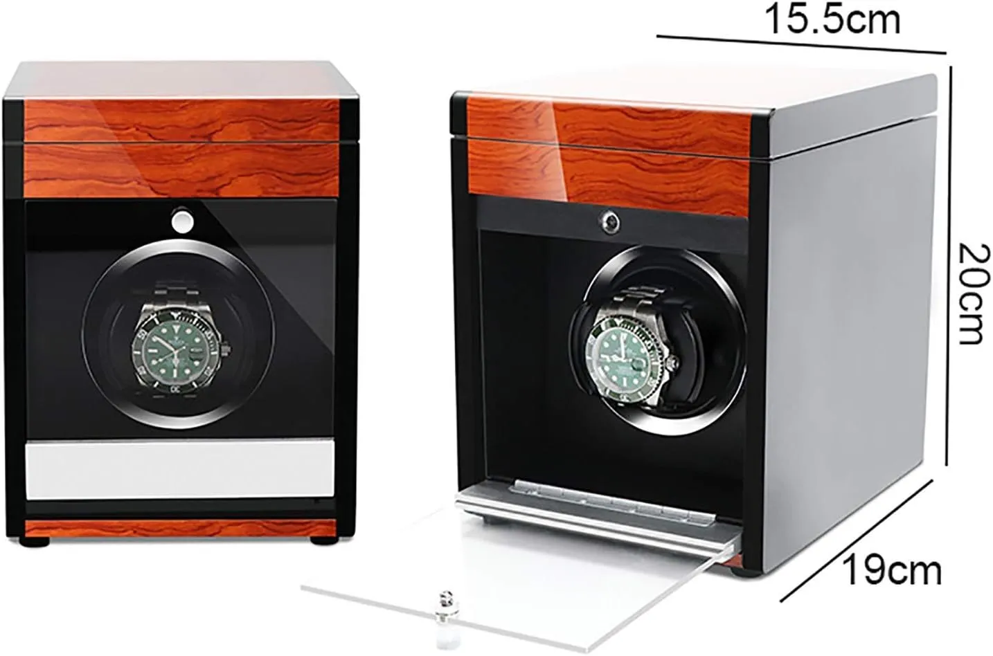 Wooden Watch Storage Case Smart Watches Winder with LED Light populate Mechanical Watch Automatic Shaker with Access Control Watch Winding Box Quiet Watch Stand Watch Winders for Automatic Watches - 