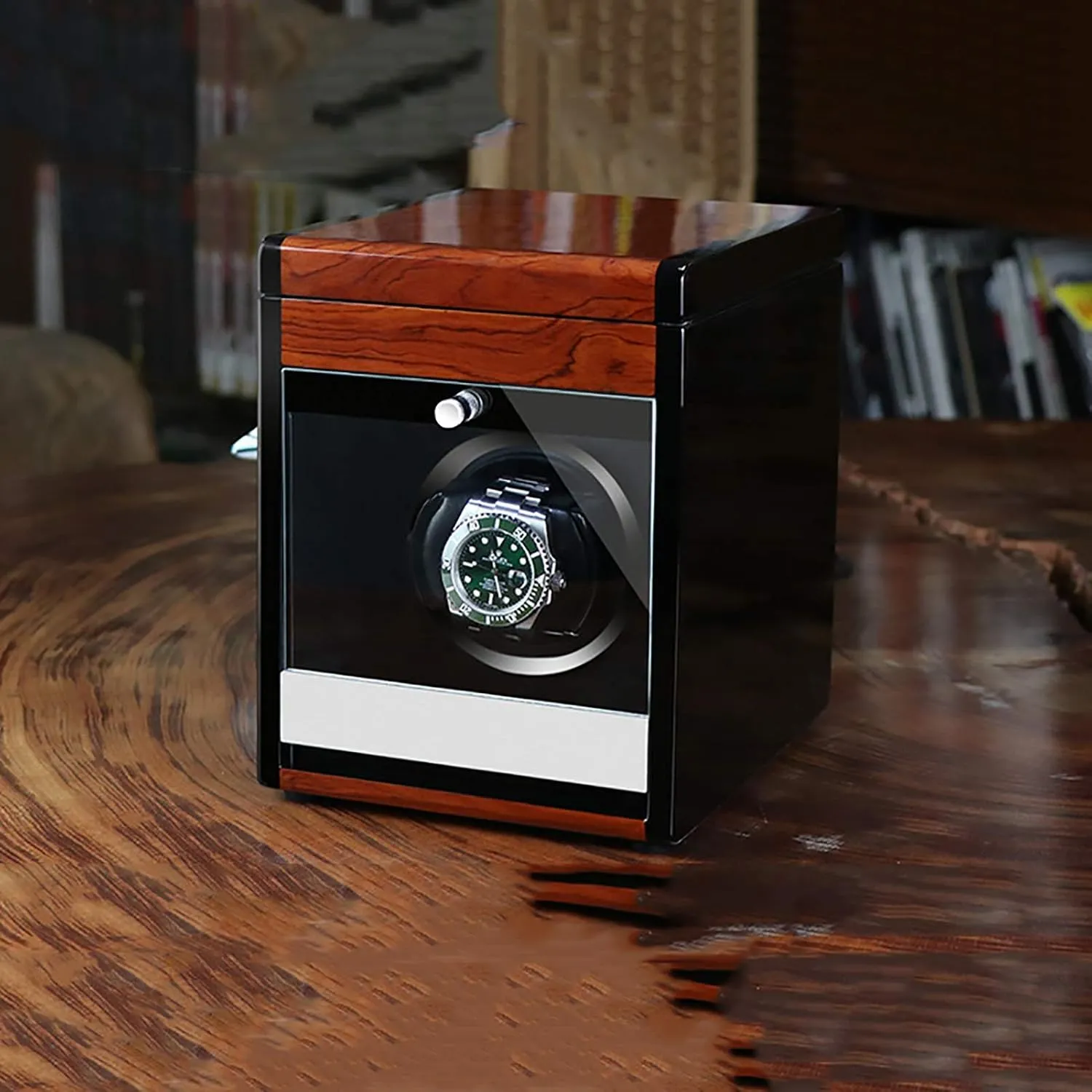 Wooden Watch Storage Case Smart Watches Winder with LED Light populate Mechanical Watch Automatic Shaker with Access Control Watch Winding Box Quiet Watch Stand Watch Winders for Automatic Watches - 