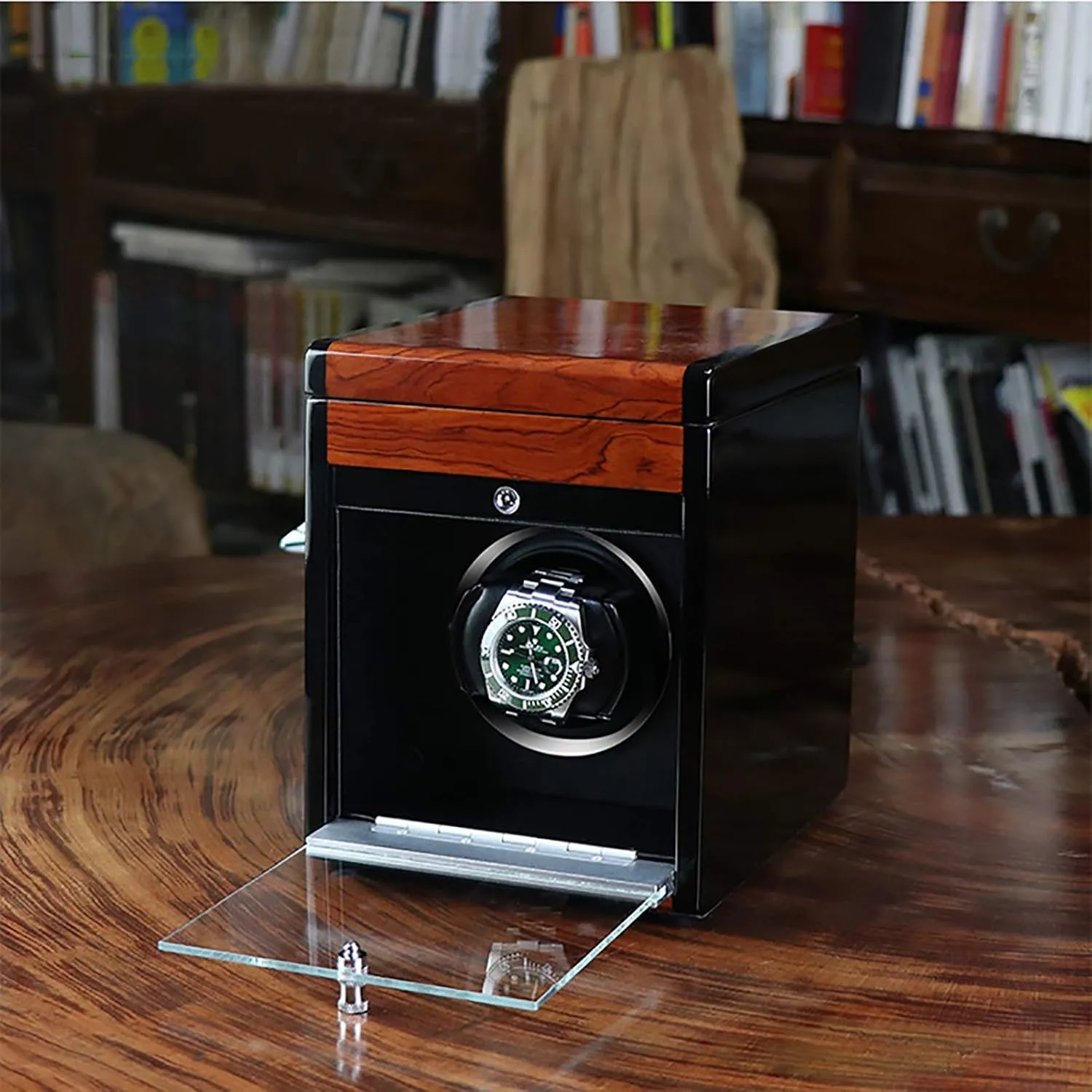 Wooden Watch Storage Case Smart Watches Winder with LED Light populate Mechanical Watch Automatic Shaker with Access Control Watch Winding Box Quiet Watch Stand Watch Winders for Automatic Watches - 