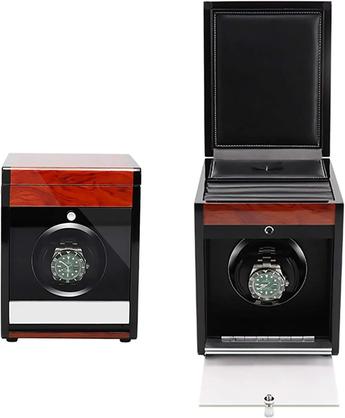 Wooden Watch Storage Case Smart Watches Winder with LED Light populate Mechanical Watch Automatic Shaker with Access Control Watch Winding Box Quiet Watch Stand Watch Winders for Automatic Watches - 