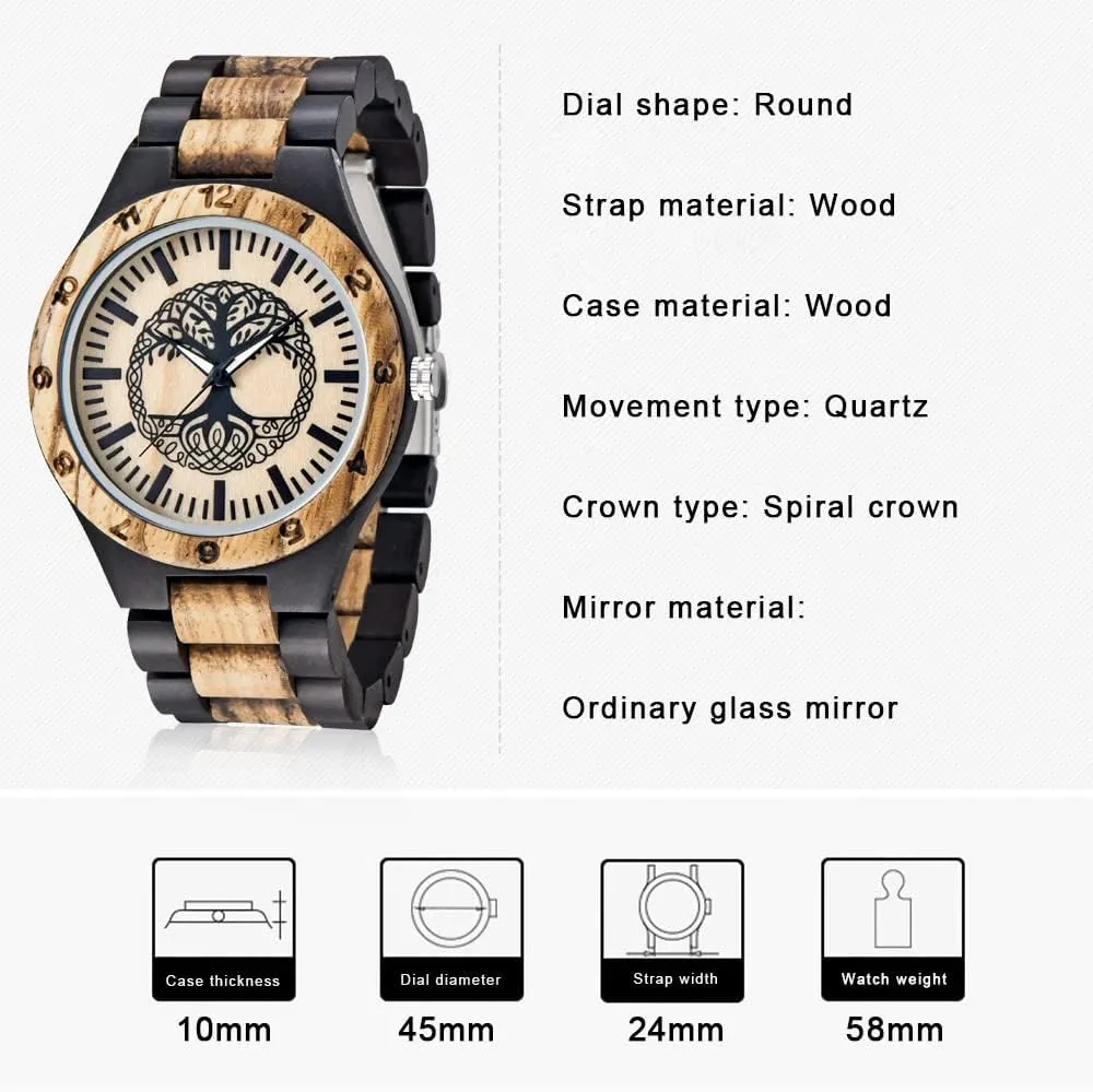 Wooden Watches Mens Lightweight Analog Quartz Custom introduction Wood Mens Wrist Watch Personalized Engraved Men's Handmade 