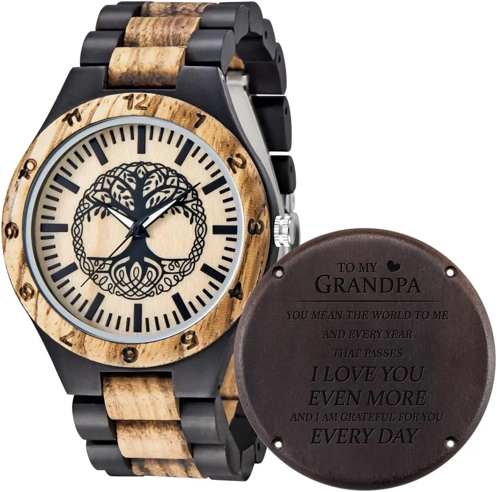 Wooden Watches Mens Lightweight Analog Quartz Custom introduction Wood Mens Wrist Watch Personalized Engraved Men's Handmade 