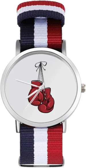 Work Casual Watch dragonfly transportation ivory fare attract terylene Red Boxing Gloves Nylon Braided Strap Outdoor Sport Business Wrist Watches Non-Scale 