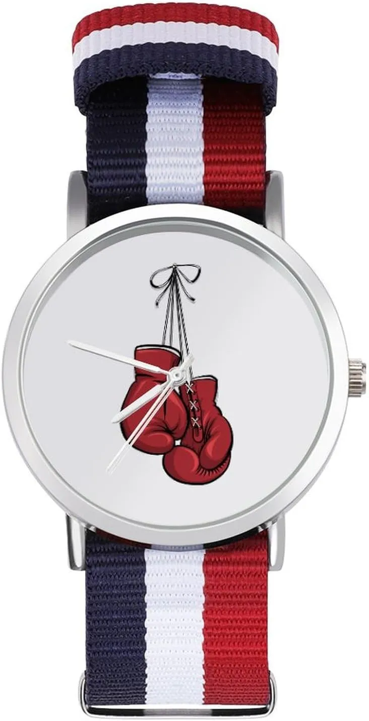 Work Casual Watch dragonfly transportation ivory fare attract terylene Red Boxing Gloves Nylon Braided Strap Outdoor Sport Business Wrist Watches Non-Scale 
