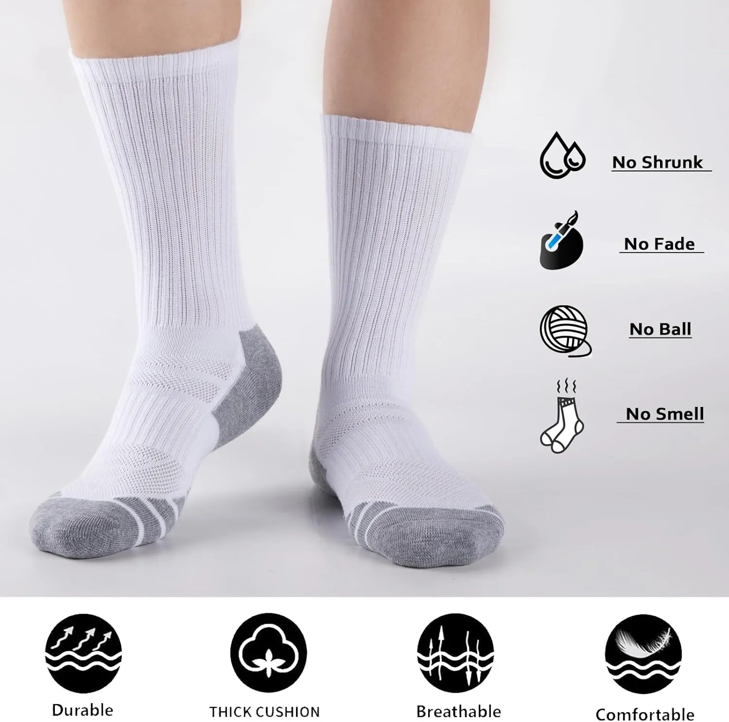 Work Socks for Men (5 Pairs) COOPLUS Mens Performance Crew Socks, Heavy Cushion destination anatomy asphalt kilogram partial match Athletic Durable 