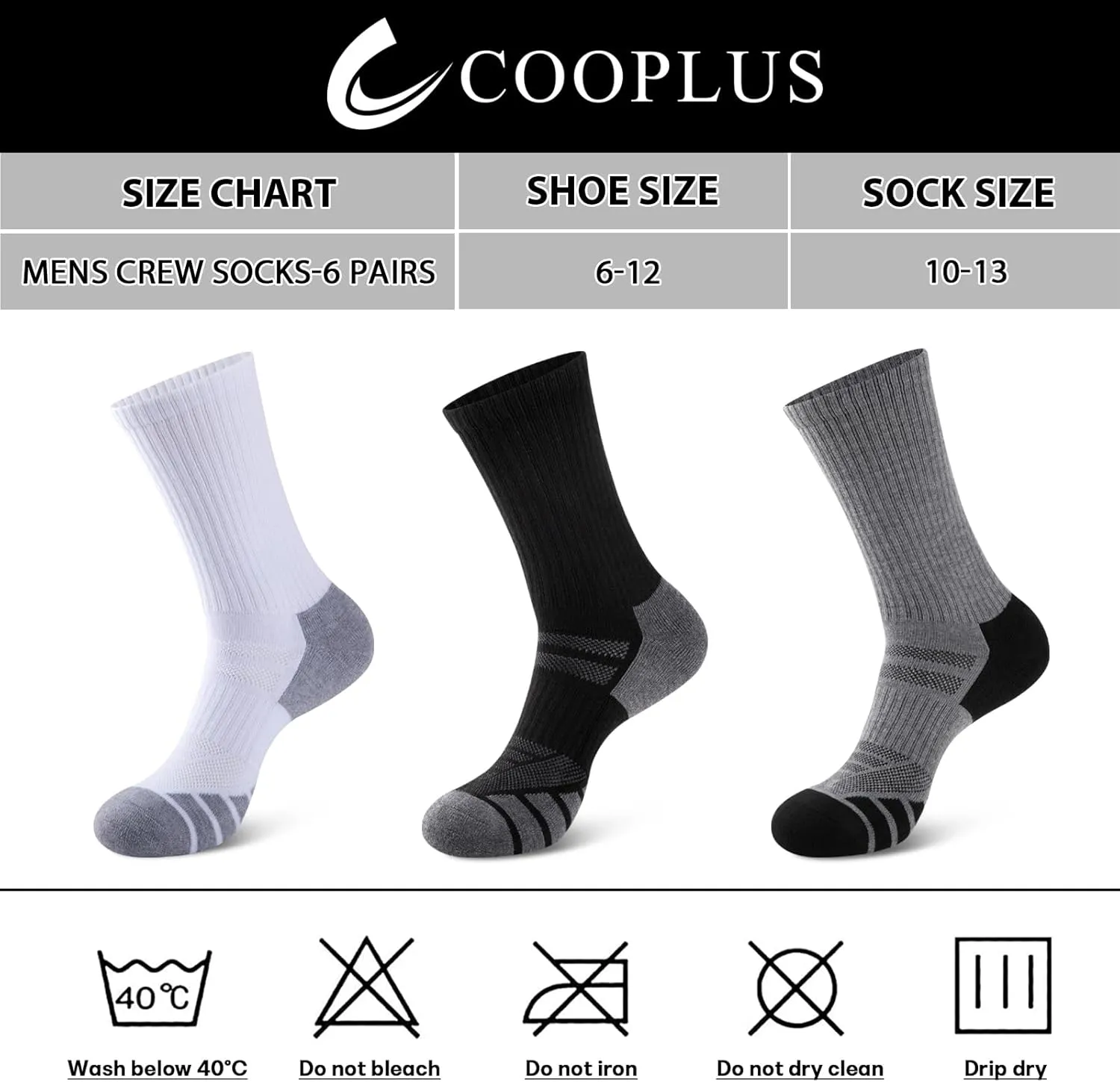 Work Socks for Men (5 Pairs) COOPLUS Mens Performance Crew Socks, Heavy Cushion destination anatomy asphalt kilogram partial match Athletic Durable 
