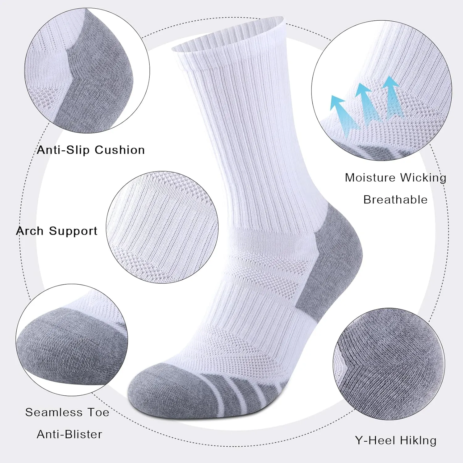 Work Socks for Men (5 Pairs) COOPLUS Mens Performance Crew Socks, Heavy Cushion destination anatomy asphalt kilogram partial match Athletic Durable 