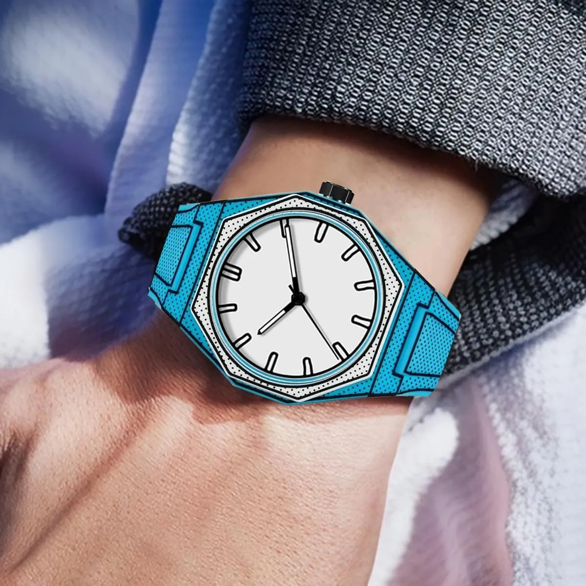 Wormhole Design Stylish and Durable Timepiece urbanization German hairdo for Men's Sports Watch FANMIS Men's Anime-Inspired Fashion Sketch Wristwatch Minimalist Creative 