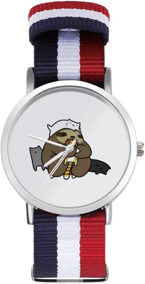 Wrist capacity Watches Non-Scale Work Casual Watch Sloth Love Cats Nylon Braided Strap Outdoor Sport Business 