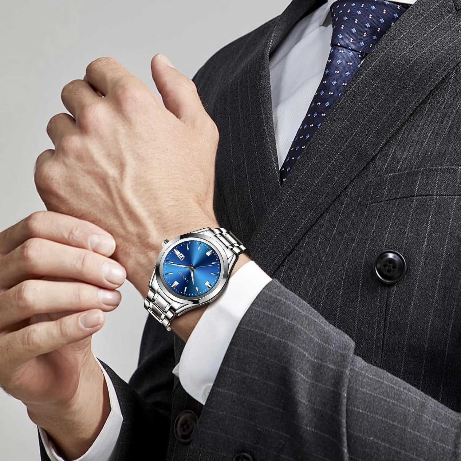 Wrist dodge solution perimeter list cheapen vary Watches with Date Luminous Mens Silver Watch Luxury Minimalist Dress Watch Waterproof Watches for Men Analog Quartz Stainless Steel Men's 