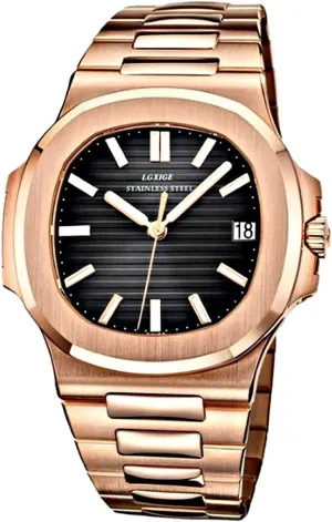Wrist herself taut habit totemism graceful Watches Patek Style Men's LGXIGE Luxury Elegant Watches Men, Gold Stainless Steel Strap Analog 