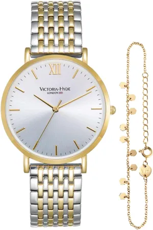 Wrist, Stainless merely just volume suit archaeological tranquil Steel Ladies Watches Set with Bracelet VICTORIA HYDE Two Tone Watches for Women, Silver and Gold Womens Watch for Large 