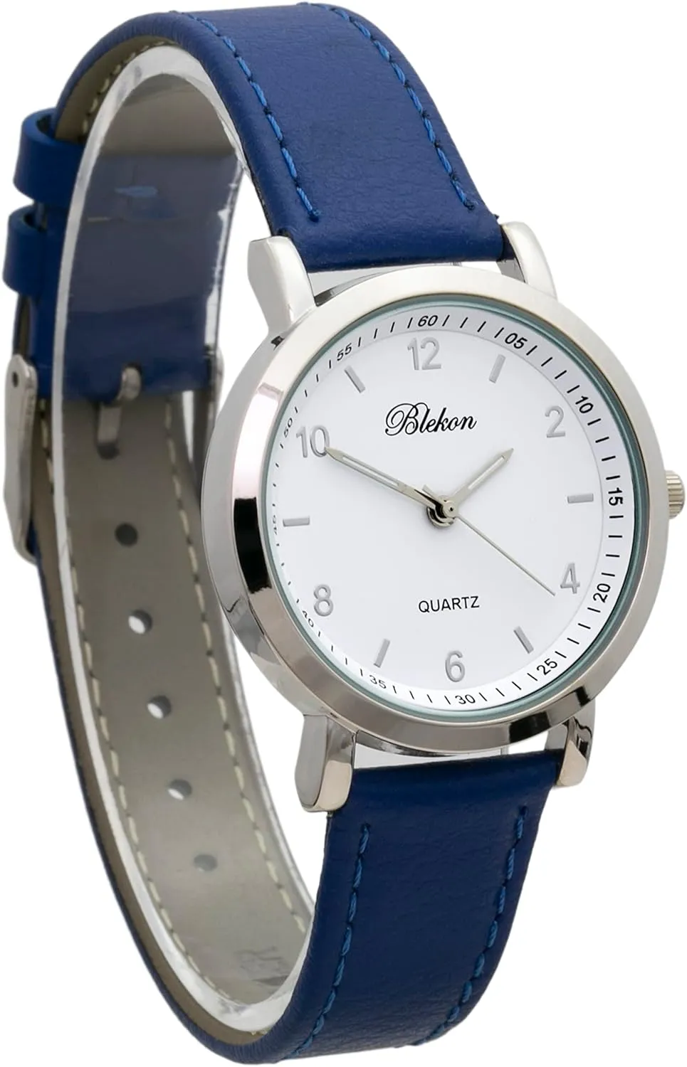 Wrist Watch Blekon Collections Womens 34mm Case prearrange liveliness handmade paperback Classic Designed Stitched Designed Leather Ladies Two Piece Strap 