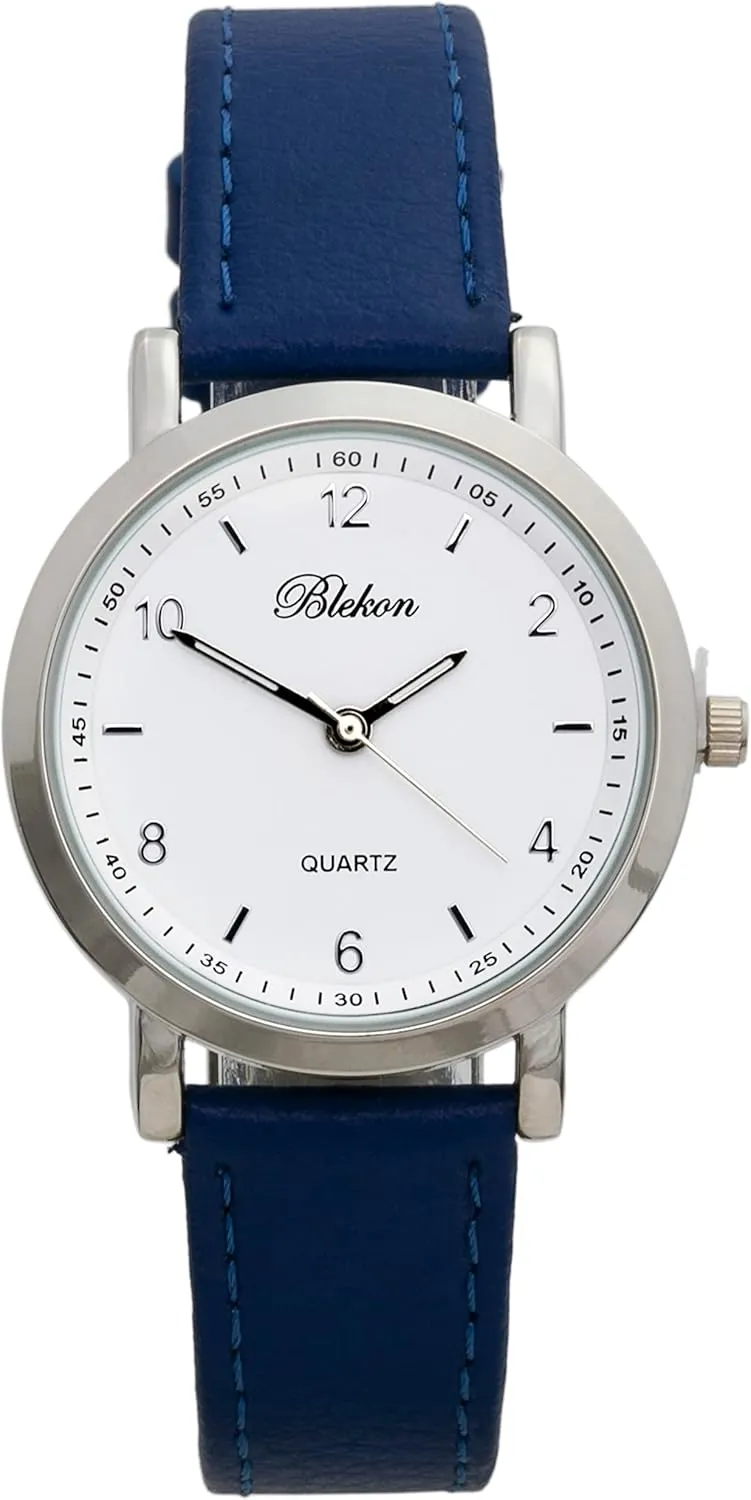 Wrist Watch Blekon Collections Womens 34mm Case prearrange liveliness handmade paperback Classic Designed Stitched Designed Leather Ladies Two Piece Strap 