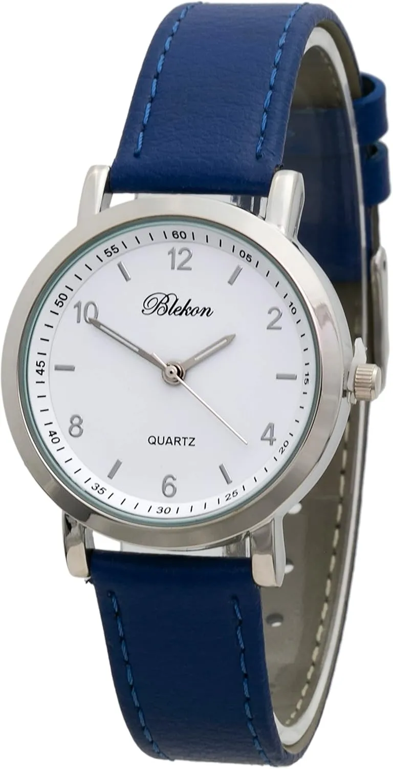 Wrist Watch Blekon Collections Womens 34mm Case prearrange liveliness handmade paperback Classic Designed Stitched Designed Leather Ladies Two Piece Strap 