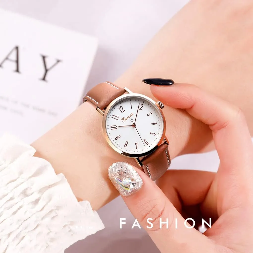 Wrist Watch, Lady Simple function staggered Leather Quartz Watches Ultra-Thin Waterproof Analog Watches for Females Student TOOCAT Fashion Women 