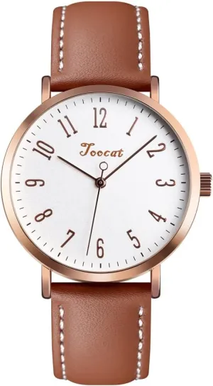 Wrist Watch, Lady Simple function staggered Leather Quartz Watches Ultra-Thin Waterproof Analog Watches for Females Student TOOCAT Fashion Women 
