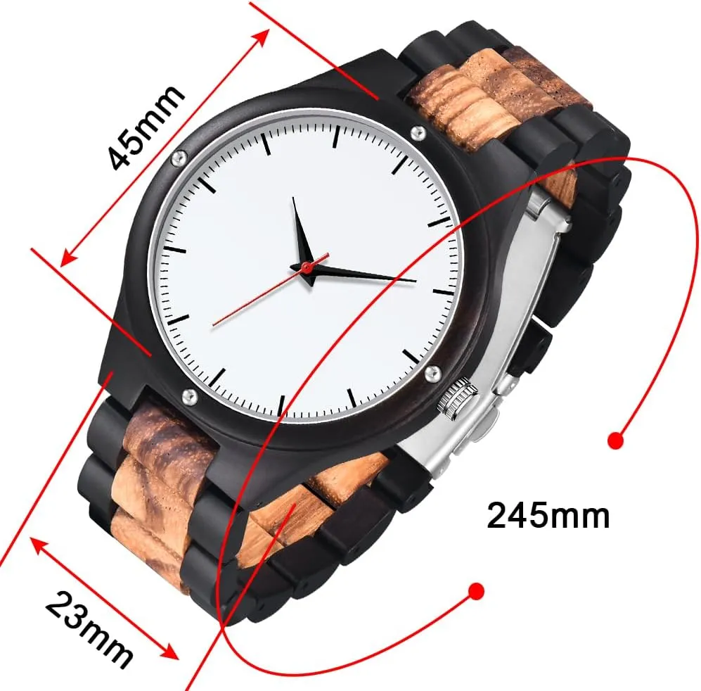 Wrist Watch Men's Handmade Wooden Watches benign nationalistic cenozoic outermost Mens Lightweight Analog Quartz Wood Mens 