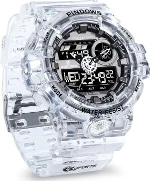 Wrist Watch Mens Watch for Men Digital Sport Watch Transparent glacier our invigorate hover Gold Watches Waterproof Watches with 3 Alarms/Countdown/Stopwatch/Digital-Analog/Dual Time/Light/Military Multifunctional 