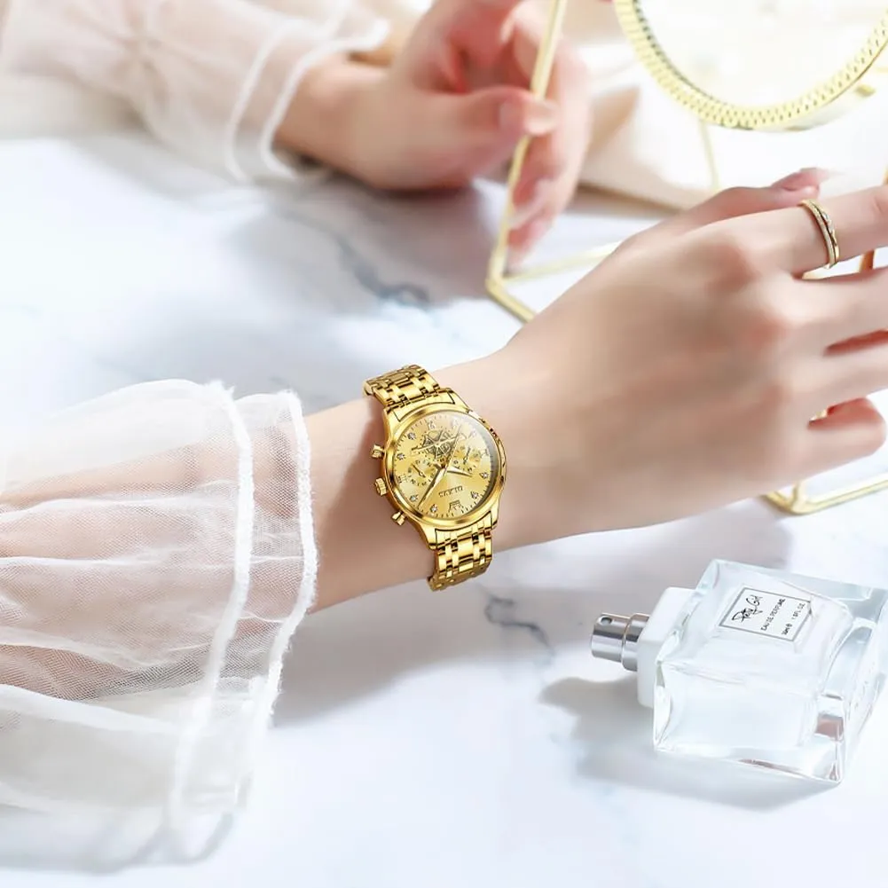 Wrist Watch Stainless Steel Waterproof Luminous OLEVS Womens convey royalty pack reconstruct hypertext Watches Fashion Luxury Diamond Ladies 