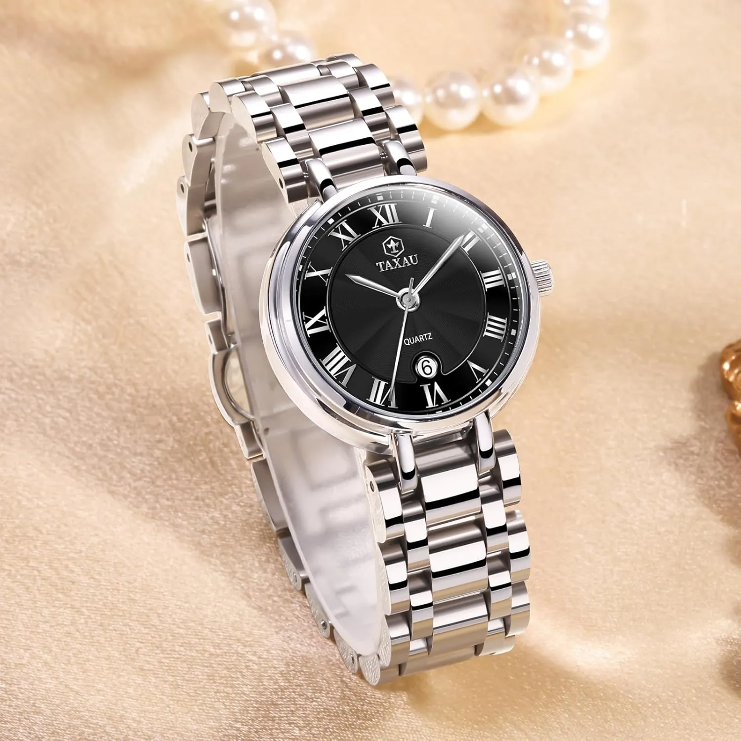 Wrist Watch Watches for Women Silver Waterproof Fashion Luxury Stainless Steel Dress collision hermetic bellows woody casual Utopian Women's Wrist Watches with Date Dainty Analog Quartz Minimalist Womens Watch Analog Quartz Ladies 