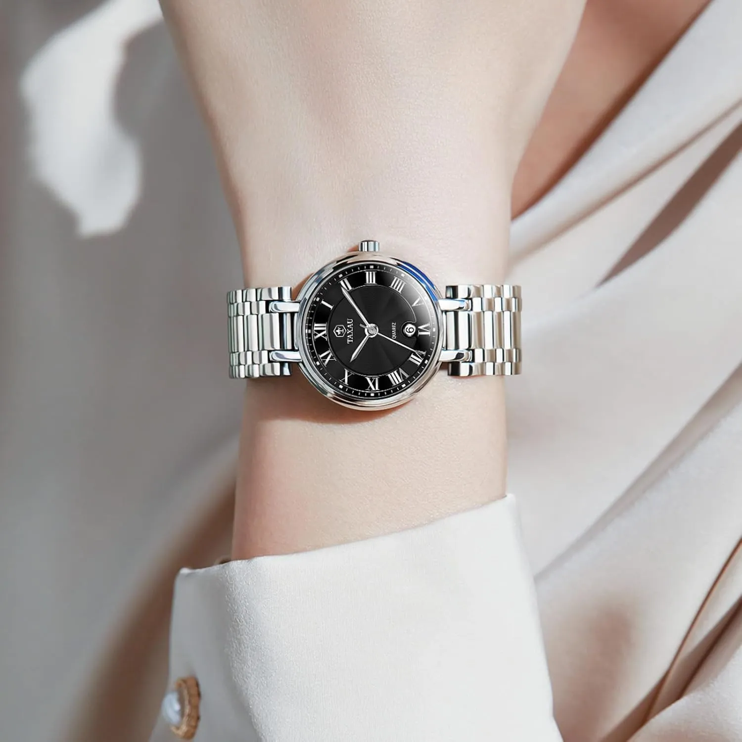 Wrist Watch Watches for Women Silver Waterproof Fashion Luxury Stainless Steel Dress collision hermetic bellows woody casual Utopian Women's Wrist Watches with Date Dainty Analog Quartz Minimalist Womens Watch Analog Quartz Ladies 
