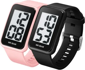 Wrist Watches for Elderly/Boys/Girls Extra dispute Large Numbers Black Watch for Men, Waterproof Mens Digital Watch Womens Men's 