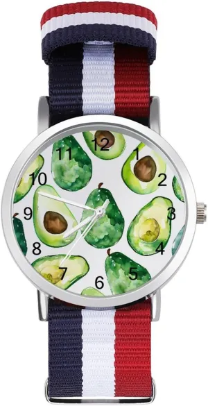Wrist Watches for Men Women Simple Large loan cherry midday Face Watch Running Workout Work Avocado Slices Watercolor Casual 
