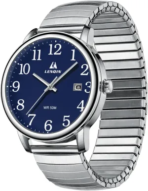 Wrist Watches with Date and Expansion Band LN LENQIN Mens Watches Stainless Steel Analog Quartz Watch for Men Easy Reader 38 mm shift virgin Fashion Business Waterproof Men's 