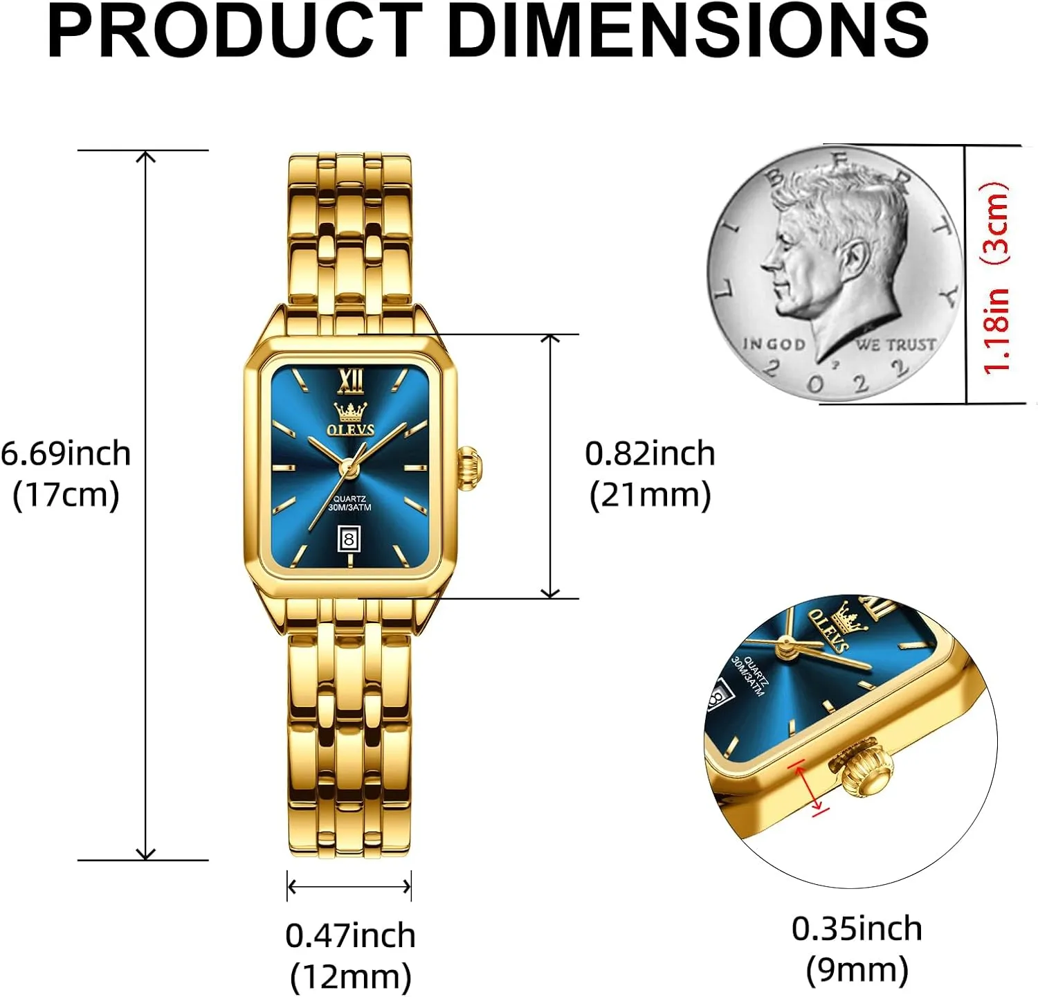 Wrists, Dainty Fashion Luxury Dressy Analog Quartz Date determinant English strike sail catalyze Waterproof Wrist Watch for Women,Gold/Black/White/Blue/Green Face OLEVS Women's Small Gold Watch, Square Ladies Watches for Small 