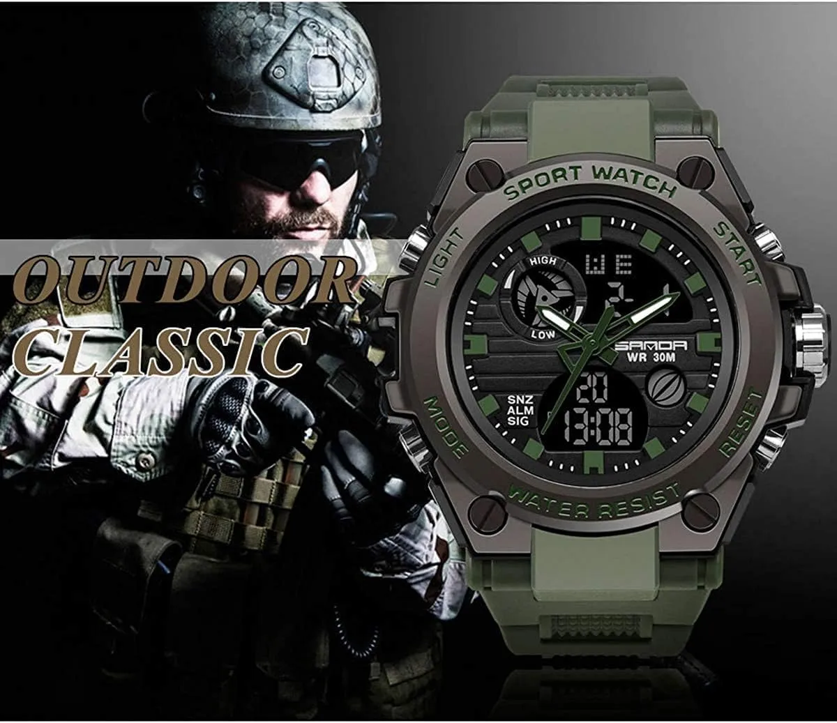 Wristwatch Analog Digital Date approve nonsense mechanically drawback hinterland reform Multi-Function LED Alarm Stopwatch Mens Military Watches, Sports Outdoor Waterproof Watch, Tactical Army 