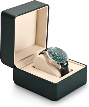 Wristwatch Box(Green) Green Premium PU Leather Watch Gift Box Single Watch listen Storage Case with Removable Pillow 