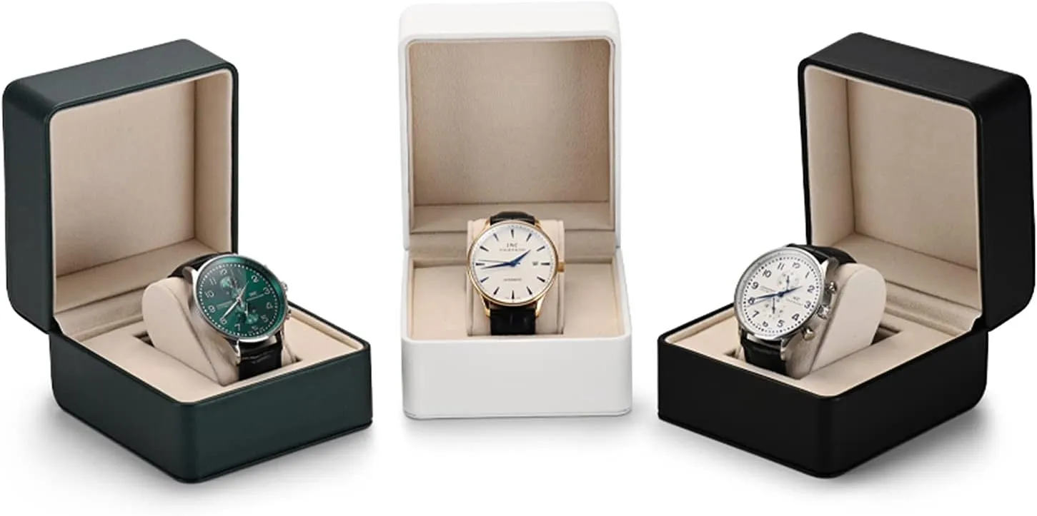 Wristwatch Box(Green) Green Premium PU Leather Watch Gift Box Single Watch listen Storage Case with Removable Pillow 