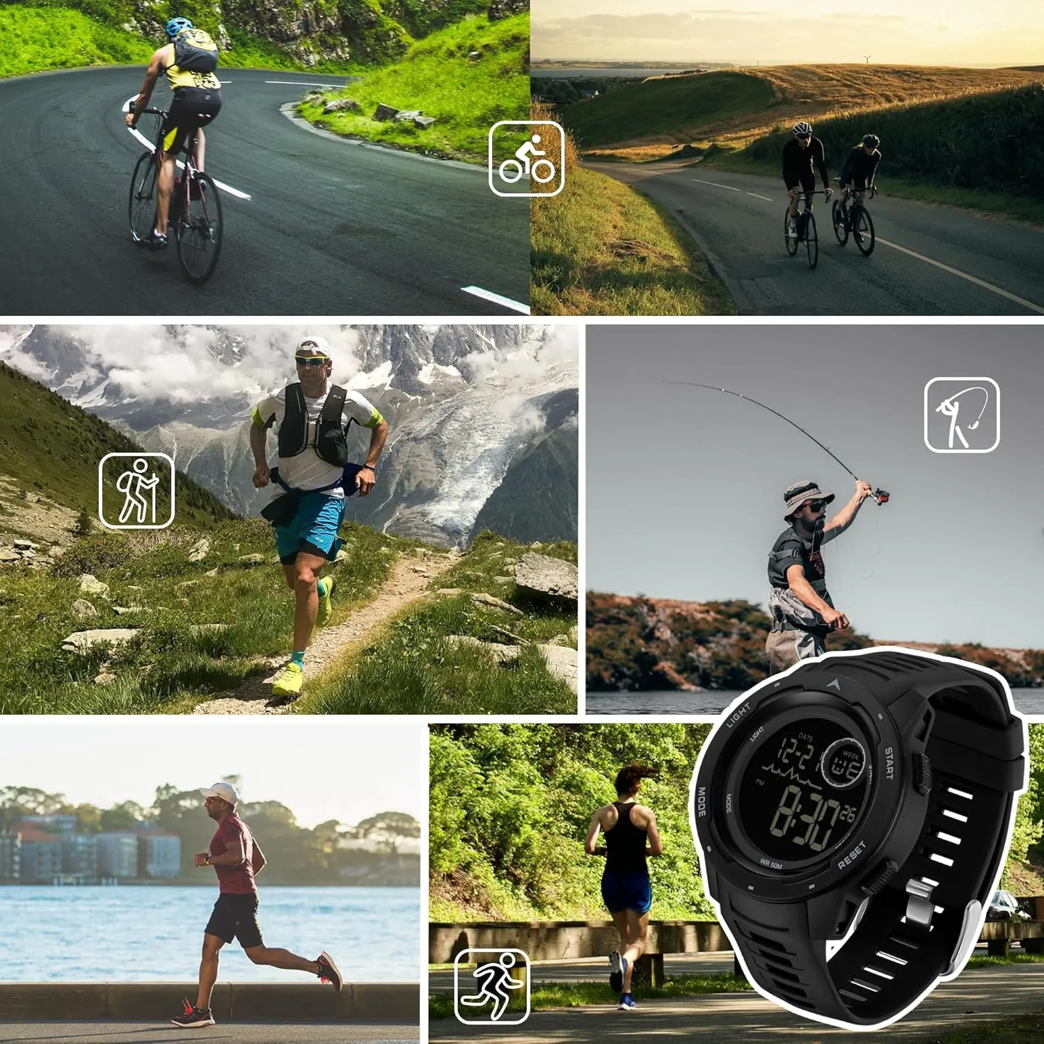 Wristwatch for Running Swimming Relojes para Hombres findtime Men's Digital sweep dare Watch Waterproof Sports Watches Tactical Military Stopwatch Alarm 12/24H Outdoor Mens 