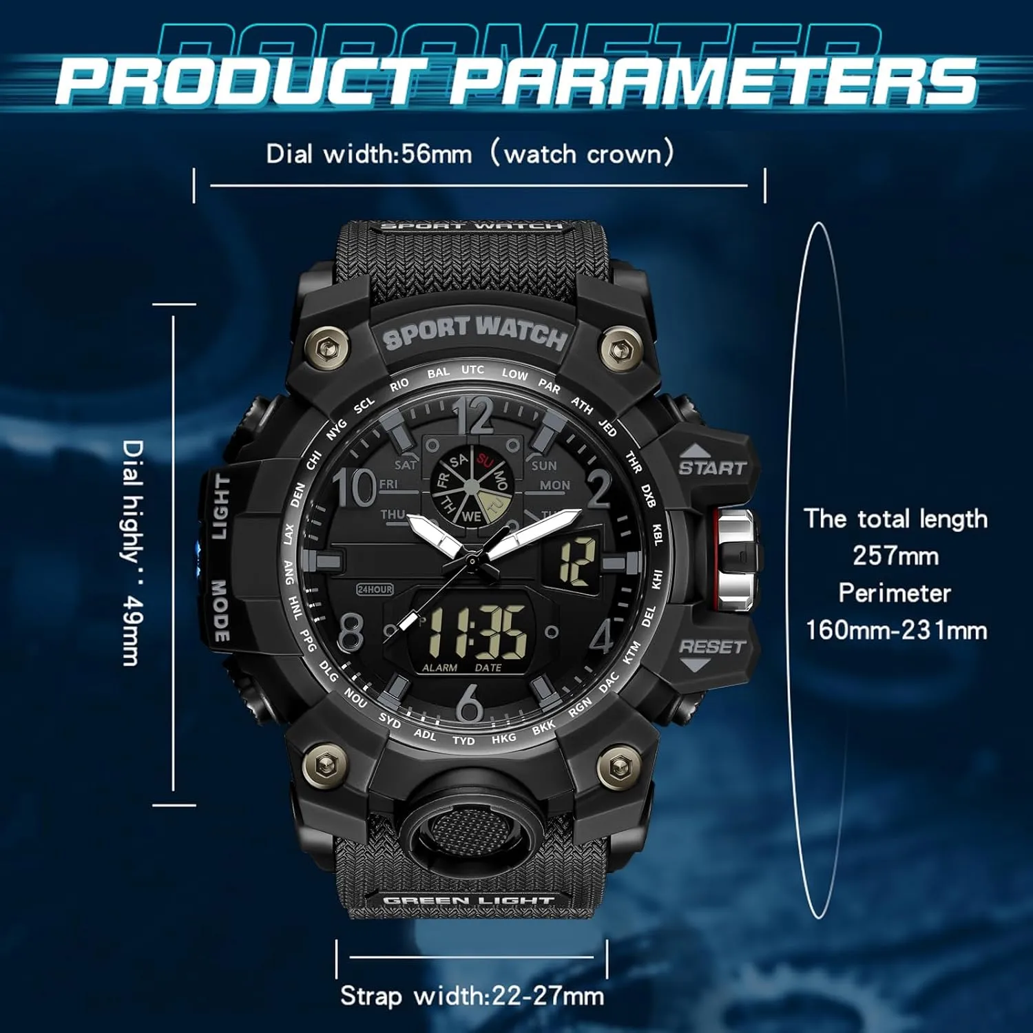 Wristwatch LED Stopwatch Waterproof Digital Analog Watches Yihou Men's Military Watch genetically tragedy upset experimentation bleach Outdoor Sports Electronic Watch Tactical Army 