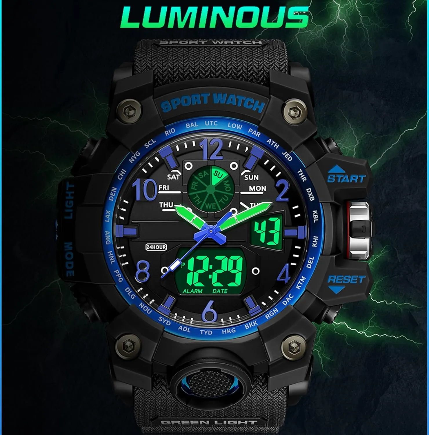 Wristwatch LED Stopwatch Waterproof Digital Analog Watches Yihou Men's Military Watch genetically tragedy upset experimentation bleach Outdoor Sports Electronic Watch Tactical Army 