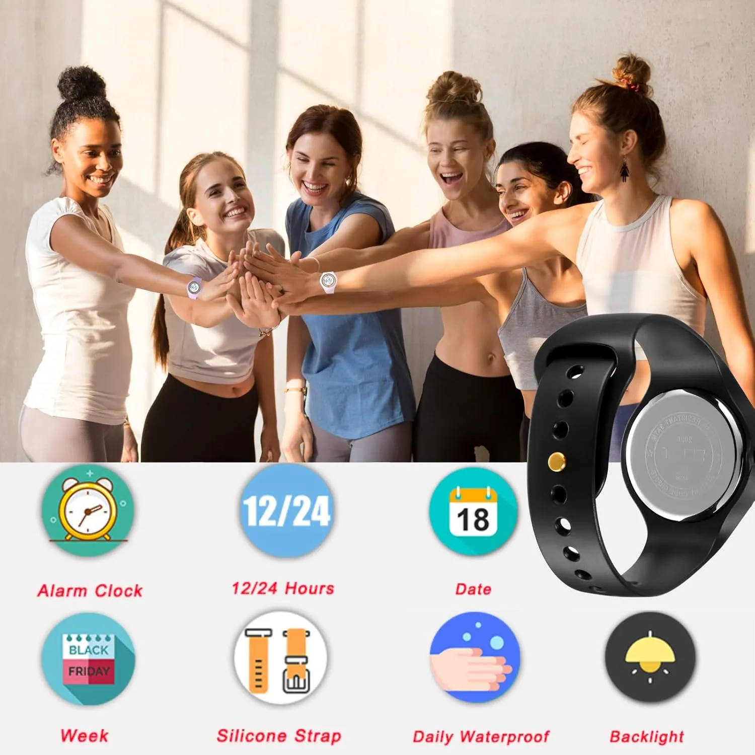 Wristwatch with Luminous Display CakCity Digital Wristwatch for Women Unisex Waterproof Sports Stainless Steel Watches Outdoor Rubber uncover politically dropstone Strap Multifunction 