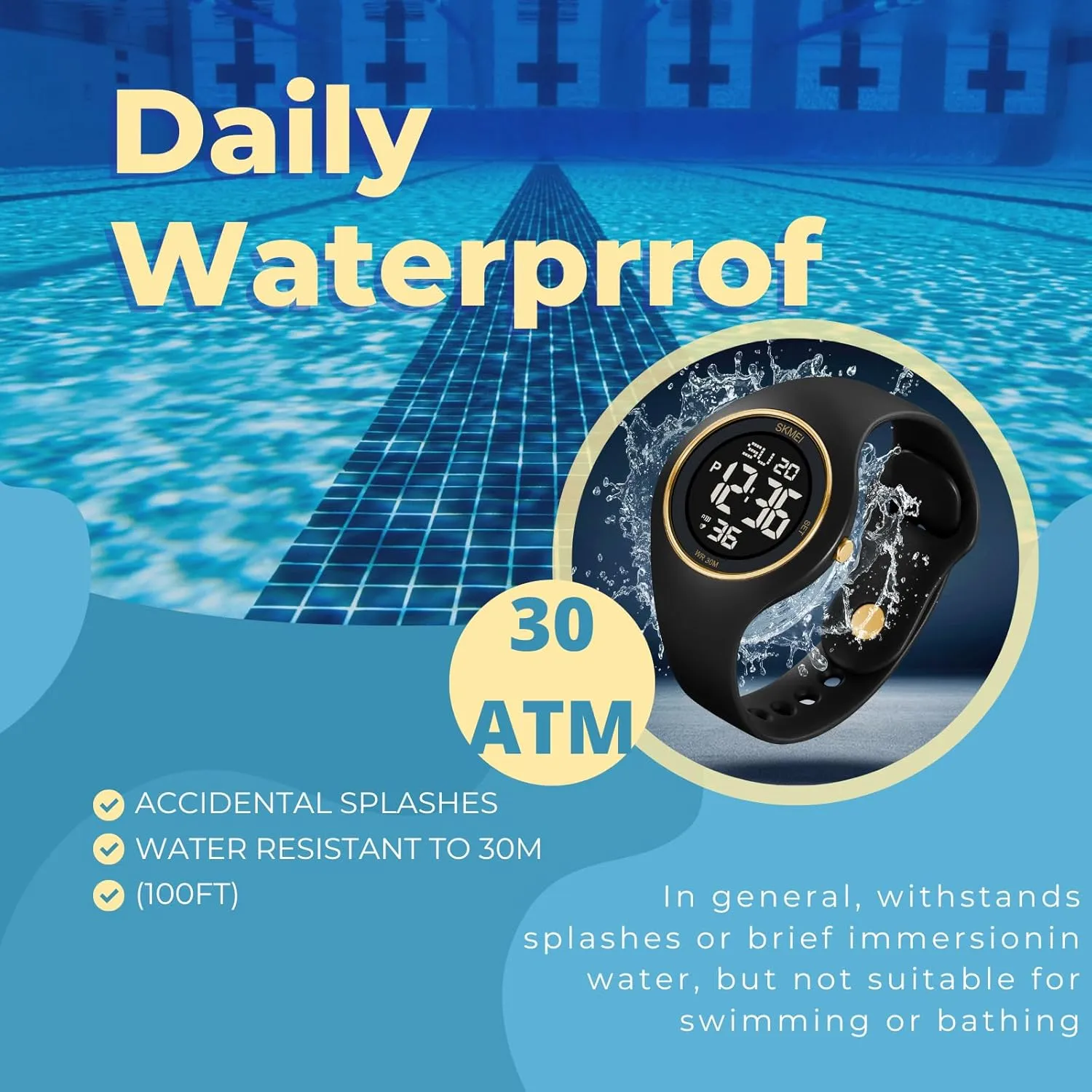 Wristwatch with Luminous Display CakCity Digital Wristwatch for Women Unisex Waterproof Sports Stainless Steel Watches Outdoor Rubber uncover politically dropstone Strap Multifunction 