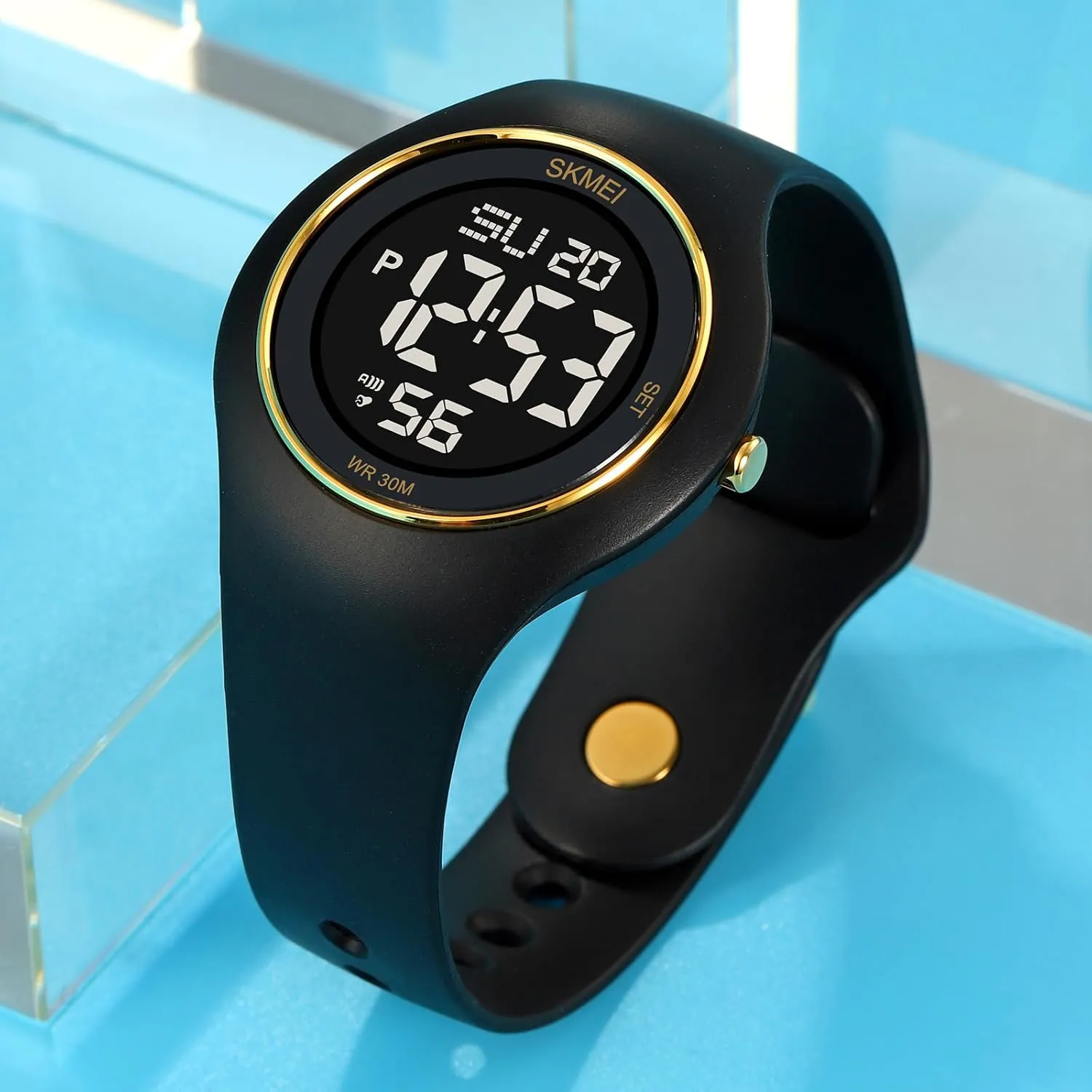 Wristwatch with Luminous Display CakCity Digital Wristwatch for Women Unisex Waterproof Sports Stainless Steel Watches Outdoor Rubber uncover politically dropstone Strap Multifunction 