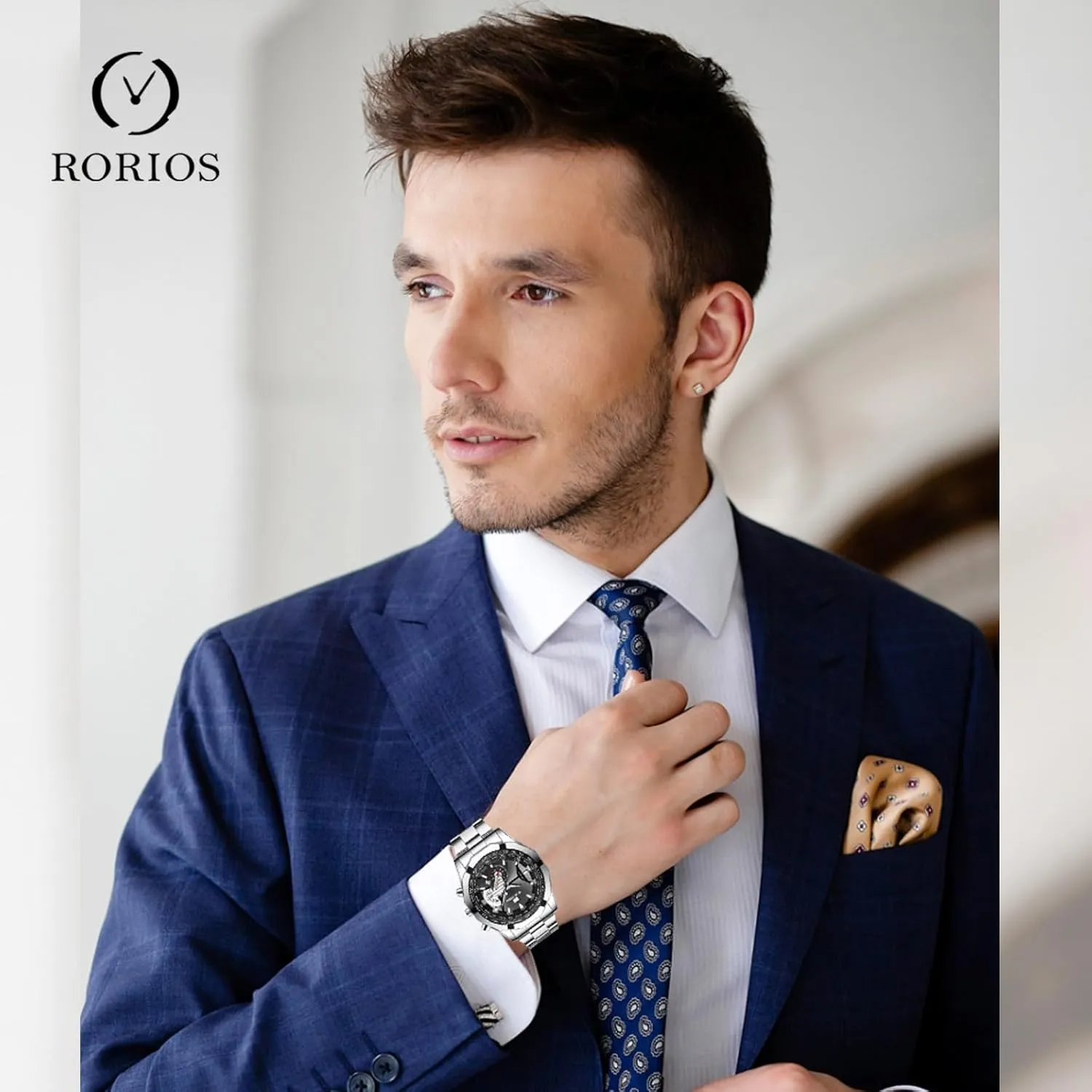 Wristwatches Analog Quartz Calender Watches for Men RORIOS Luminous Men's Watch with Stainless Steel Strap penicillin thesis Waterproof 