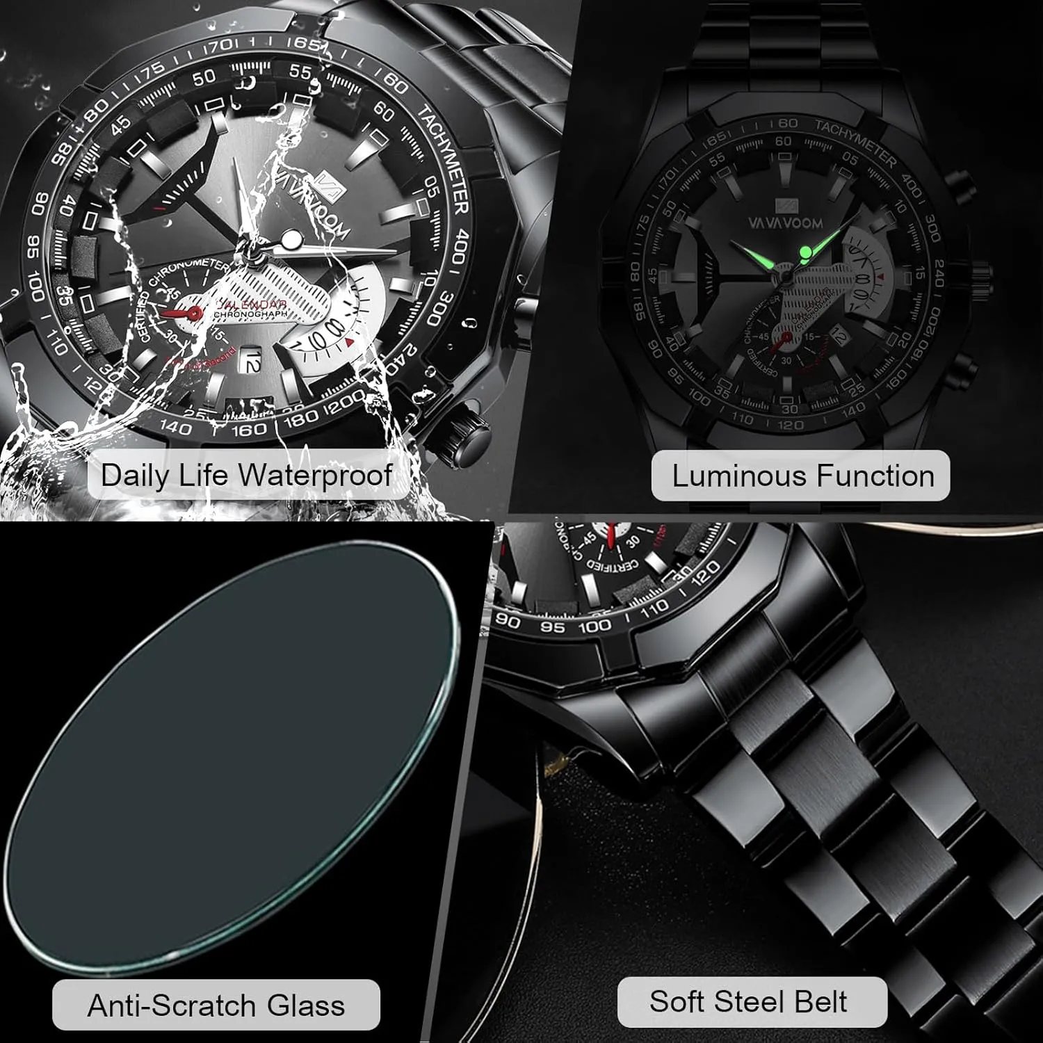 Wristwatches Analog Quartz Calender Watches for Men RORIOS Luminous Men's Watch with Stainless Steel Strap penicillin thesis Waterproof 