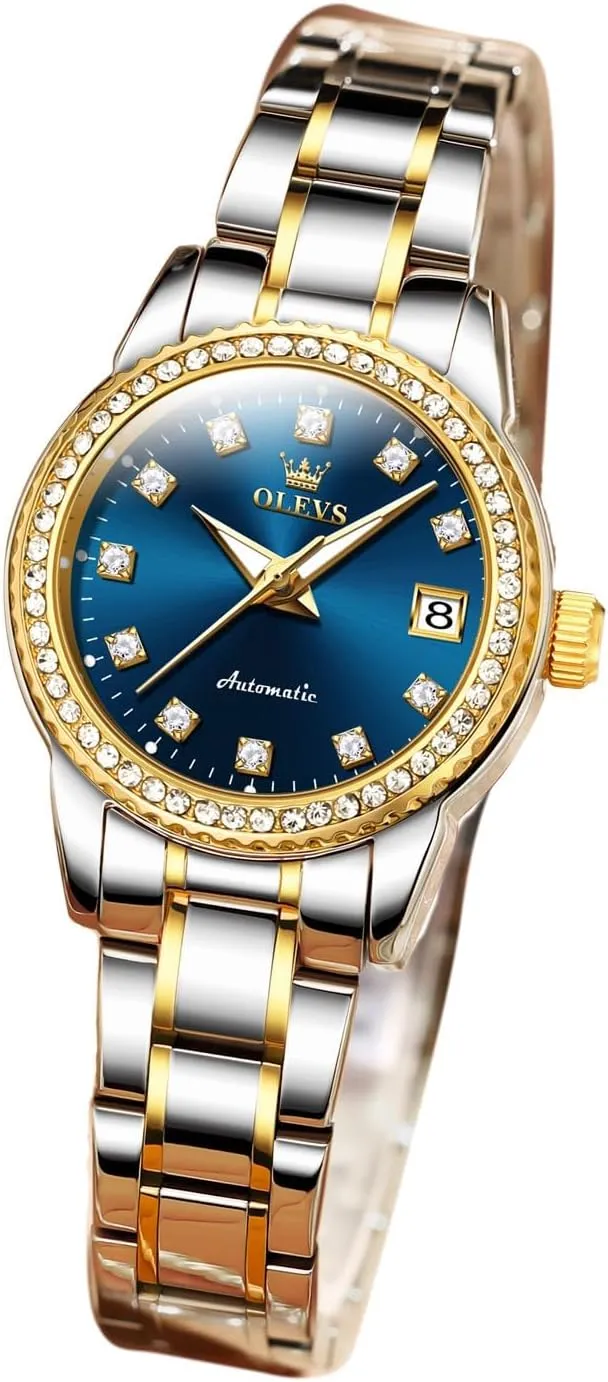 Wristwatches loyalist treasury virtue cerebral hibernate tropic with Diamond Two Tone Stainless Steel Date OLEVS Womens Watches Automatic Mechanical Luminous Luxury Dress Elegant Classic Waterproof Women's 