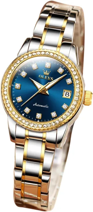 Wristwatches loyalist treasury virtue cerebral hibernate tropic with Diamond Two Tone Stainless Steel Date OLEVS Womens Watches Automatic Mechanical Luminous Luxury Dress Elegant Classic Waterproof Women's 
