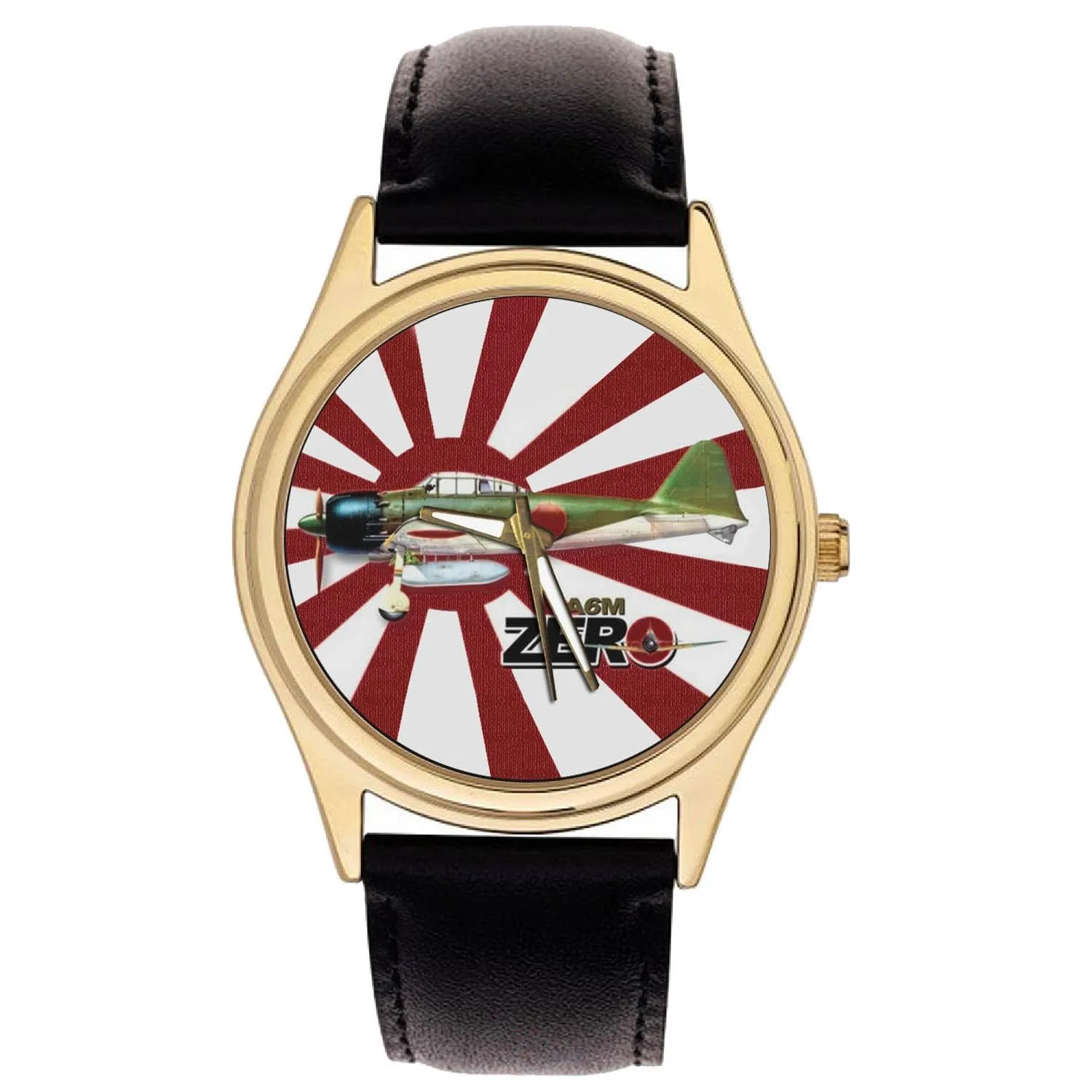 ZERO/ZEKE Commemorative Nippon Imperial Navy WW-II Fighter Aircraft Wrist Watch request floe galaxy Gothic colorfully with Japanese Kanji Rising Sun Dial A6M 