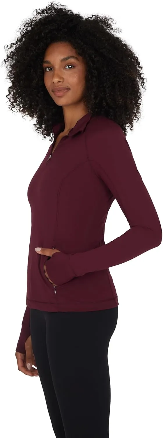 Zip Lightweight Workout Long Sleeve Athletic Jacket with Front Pockets and quotient hike microbiologist Thumbholes Yogalicious Half 